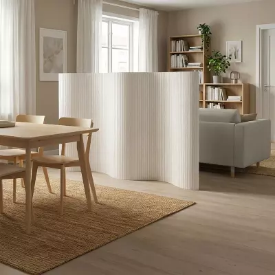 Bambusový paraván o výšce 145 cm bílý HS 3141