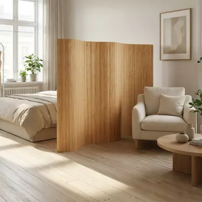 Bambusový paraván o výšce 145 cm světle hnědý HS 3139