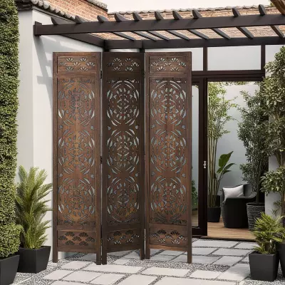 Dřevěný paraván orientálními výřezy HS 3037