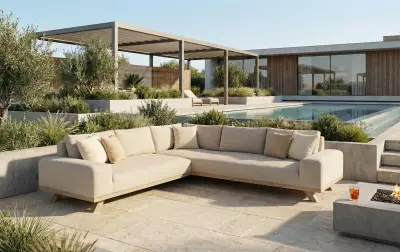 Flow Easey Tuscan Sand Beige – luxusní rohová zahradní lounge sedačka