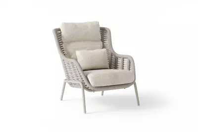 Ležérní křeslo Casto s vysokým opěradlem camel sand/Beachy bouclé