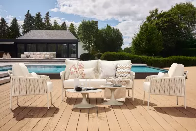 Lounge křeslo Fiavé Misty camel sand/Beachyl bouclé