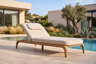 Luxusní zahradní lehátko FLOW Elan Teak Graumel Chalk