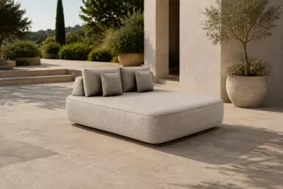 Luxusní zahradní postel SUNS BLOCCHI – Pebble Desert Bouclé
