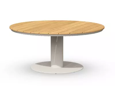 Nízký jídelní stůl Morena teak Ø150cm - krémová - outlet