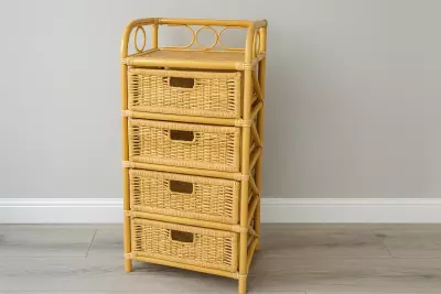 Ratanová komoda - 4 zásuvky svetlý med