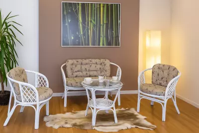 Ratanová sedací souprava Bahama bílá 2 + 1 + 1