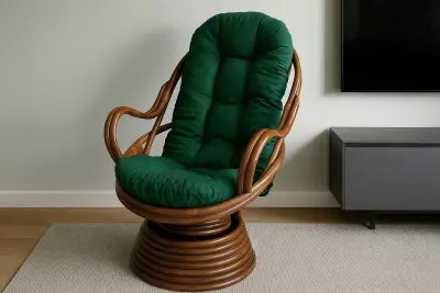 Ratanové houpací křeslo Swivel v hnědém provedení