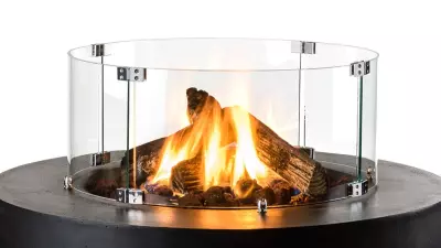 Skleněný kryt na ohniště/krb kulatý