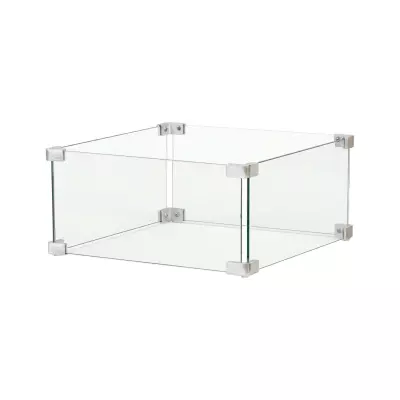 Skleněný kryt na vestavěné ohniště čtvercové malé