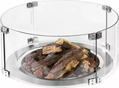 Skleněný kryt na vestavěné ohniště kulatý malý