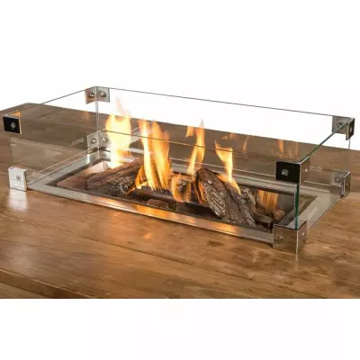 Skleněný kryt na vestavěné ohniště obdélníkový malý