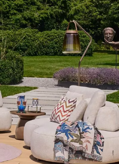 Venkovní solární lampa LUNA L creme/kouřově hnědá