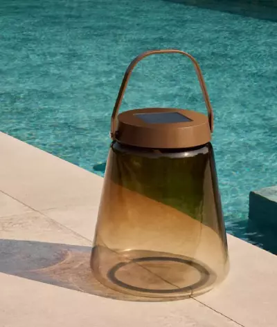 Venkovní solární lampa LUNA S bronze/kouřově hnědá