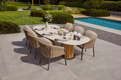 Zahradní jídelní židle Avero clouded Misty  bronze/Pebble desert bouclé